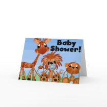 Blue Animals Baby Shower Cards and Postcards