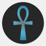 Blue Ankh Round Stickers