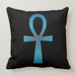 Blue Ankh Throw Pillow