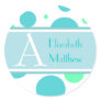 Blue & Aqua Customize Last and First Name Sticker