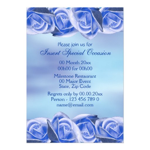 Blue aqua wedding elegant rose personalized announcements