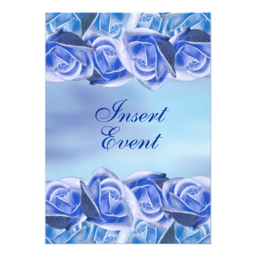Blue aqua wedding elegant rose personalized announcements