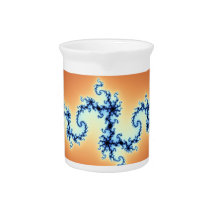 Blue Arabesque on Gold - fractal design Beverage Pitcher