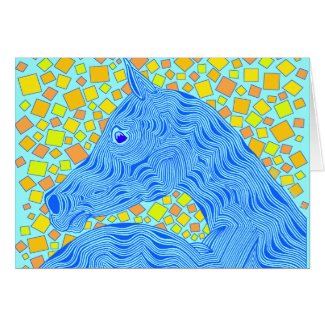 Blue Arabian Horse Art Blank Greeting Card