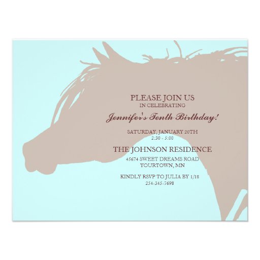 Blue Arabian Horse Head Birthday Party Invitation
