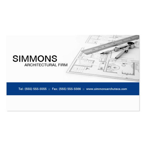 Blue Architectural Blue Print Business Card (front side)