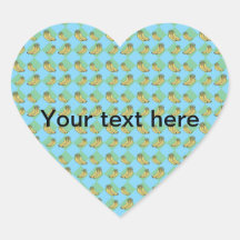 Blue argyle banana pattern heart stickers
