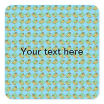 Blue argyle banana pattern square stickers