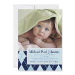 Blue Argyle Birth Announcement