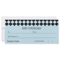 Blue Argyle Gift Certificate rack cards by Pen_And_Ink Blue Argyle Gift Certificate rack cards