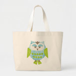 Blue Argyle Owl Canvas Bags