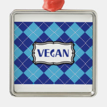 Blue Argyle Vegan Pride Christmas Tree Ornaments