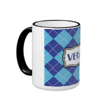 Blue Argyle Vegan Pride mug