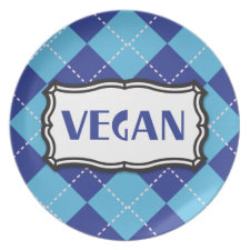 Blue Argyle Vegan Pride plate