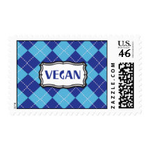 Blue Argyle Vegan Pride Postage