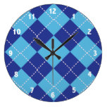 Blue Argyle Wall Clock