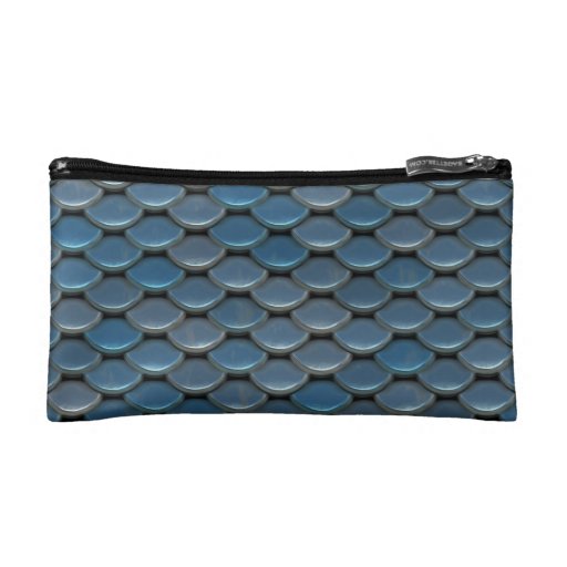Blue Armor Geometric Pattern Cosmetic Bag