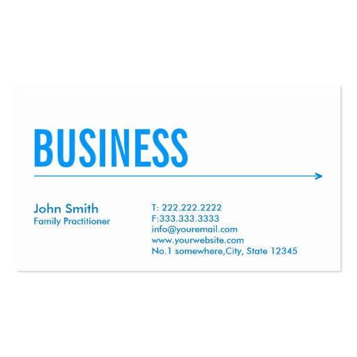 Blue Arrow Family Practitioner Business Card (front side)