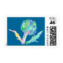 Blue Artichoke Watercolor Postage Stamps by lillyarts Blue Artichoke Watercolor Postage Stamps