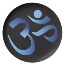 Blue Aum Dinner Plate