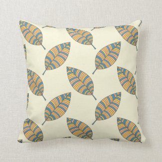 Blue Autumn Leaves Pattern Pillow