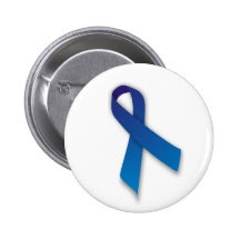 Blue Awareness and Remembrance Ribbon Pinback Button