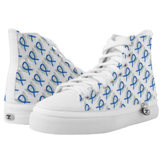 Blue Awareness Ribbon Angel Custom High Tops Printed Shoes