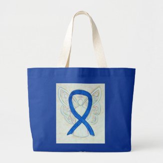 Blue Awareness Ribbon Angel Custom Tote Bag