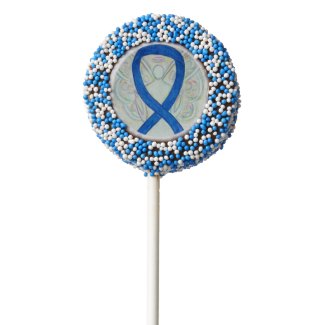 Blue Awareness Ribbon Angel Oreo Cookie Pops Chocolate Dipped Oreo Pop