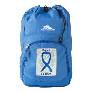 Blue Awareness Ribbon Angel Personalized Backpack