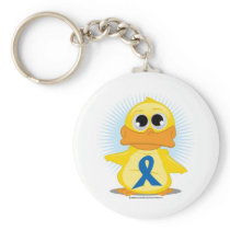 Blue Awareness Ribbon Duck Key Chains