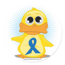 Blue Awareness Ribbon Duck Stickers