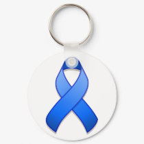 Blue Awareness Ribbon Keychain by jamieco Blue Awareness Ribbon Keychain