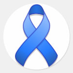 Blue Awareness Ribbon Round Sticker Blue Awareness Ribbon Round Sticker