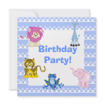 BLUE AZTEC ZOO PARTY INVITATION