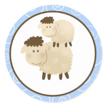 Blue Baa Baa Sheep Envelope Seals / Toppers 20 Round Stickers