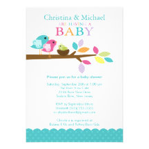 Blue Baby Bird Nest Baby Shower Invitations