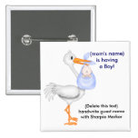 Blue Baby Boy Baby Shower Name pins Stork