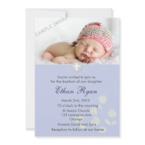 Blue Baby Boy Christening Invitation