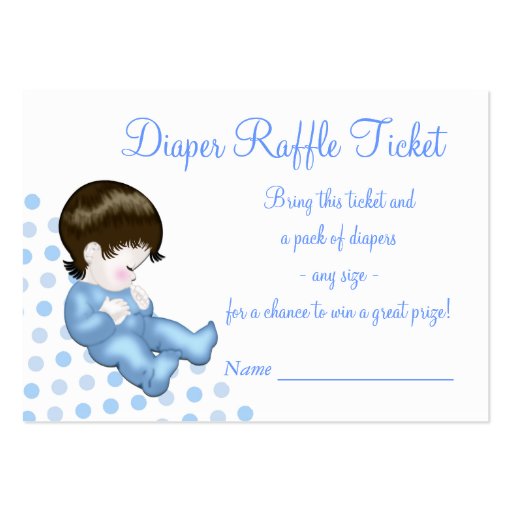 Blue Baby Boy Diaper Raffle Tickets Business Card (front side)