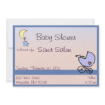 Blue baby buggy - Babyboy shower invitations