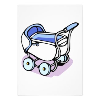 blue baby buggy personalized invitations