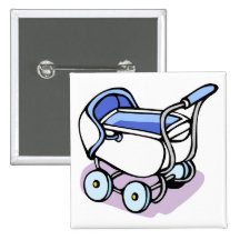 blue baby buggy pinback buttons