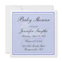 Blue Baby Carriage Baby Shower Invitation