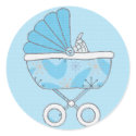 Blue Baby Carriage Sticker