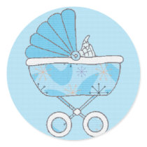 Blue Baby Carriage Sticker