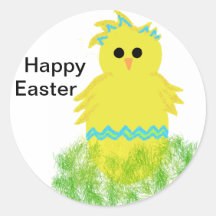 Blue Baby Chick Egg Easter Stickers