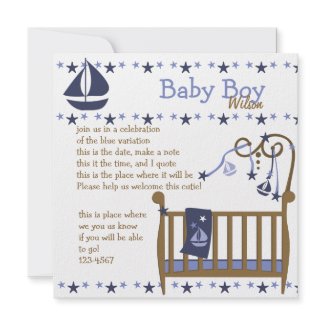 Blue Baby Crib invitation
