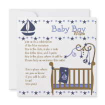 Blue Baby Crib Custom Invites
