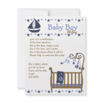 Blue Baby Crib Custom Announcement